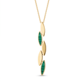 18K Yellow Gold Malachite Dangle Chain Necklace