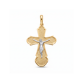 18K Two Tone Gold Crucifix Pendant