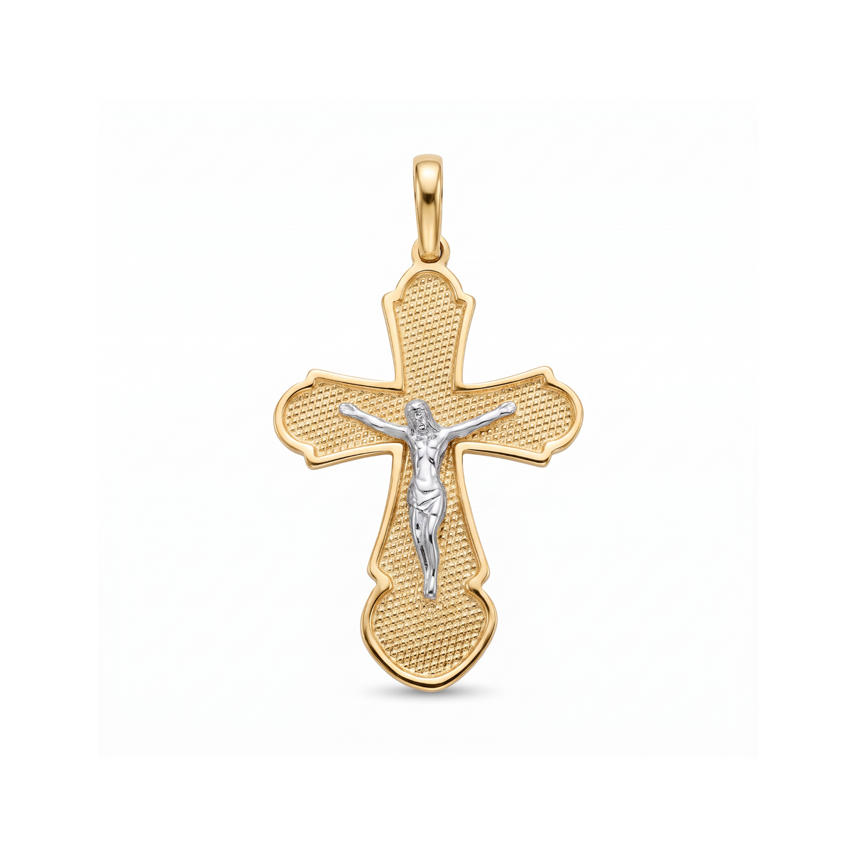 18K Two Tone Gold Crucifix Pendant