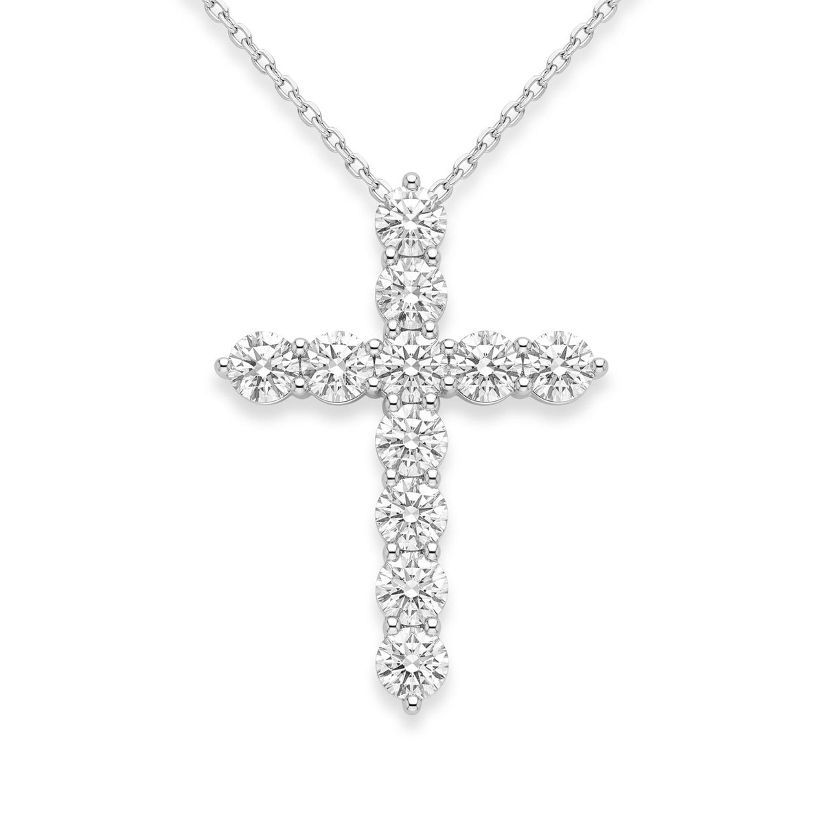 Lab Diamond White Gold Medium Cross Necklace