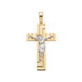 18K Two Tone Gold Crucifix Pendant