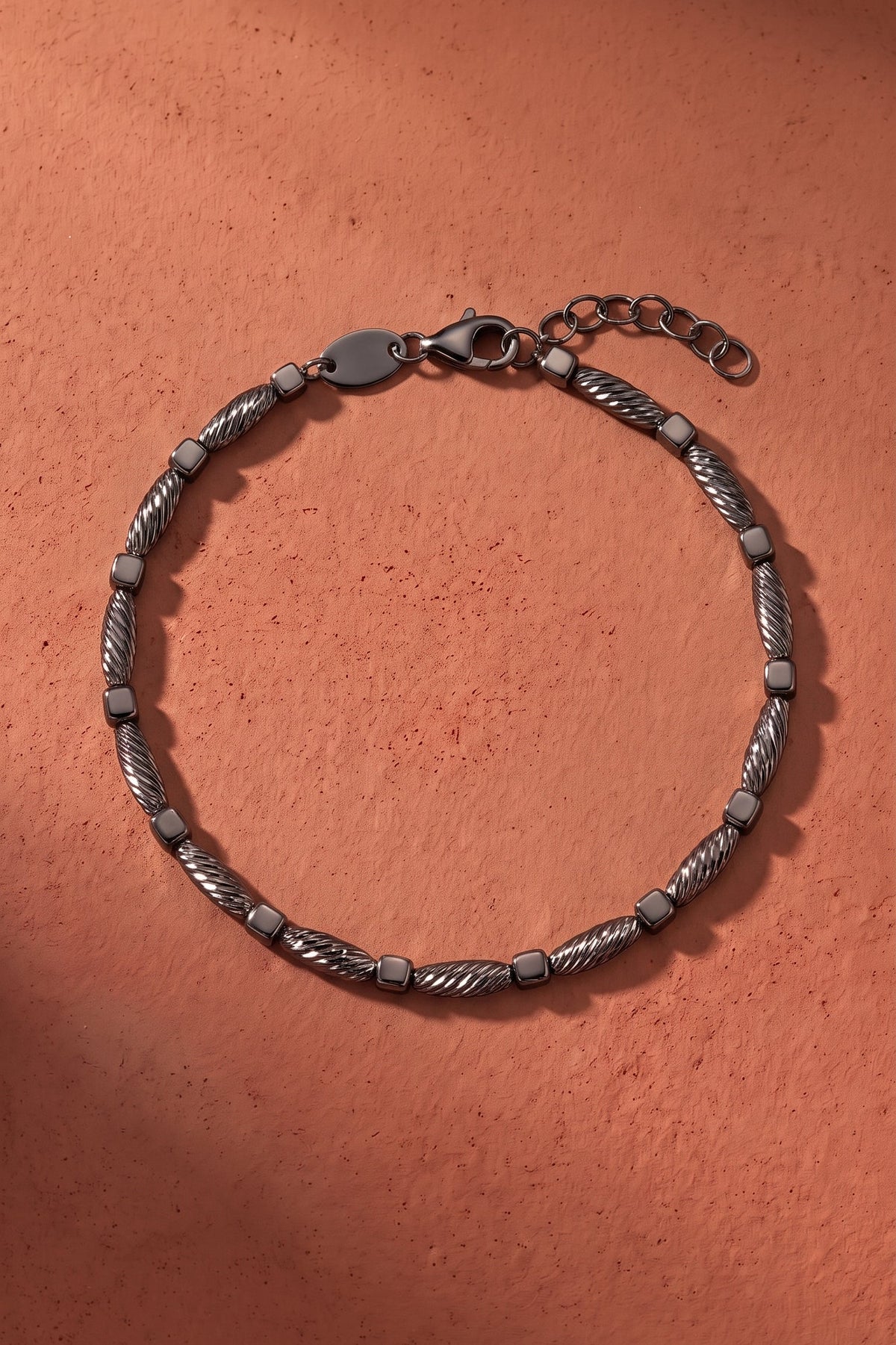 18K Gold Black Rhodium Bead Bangle Bracelet