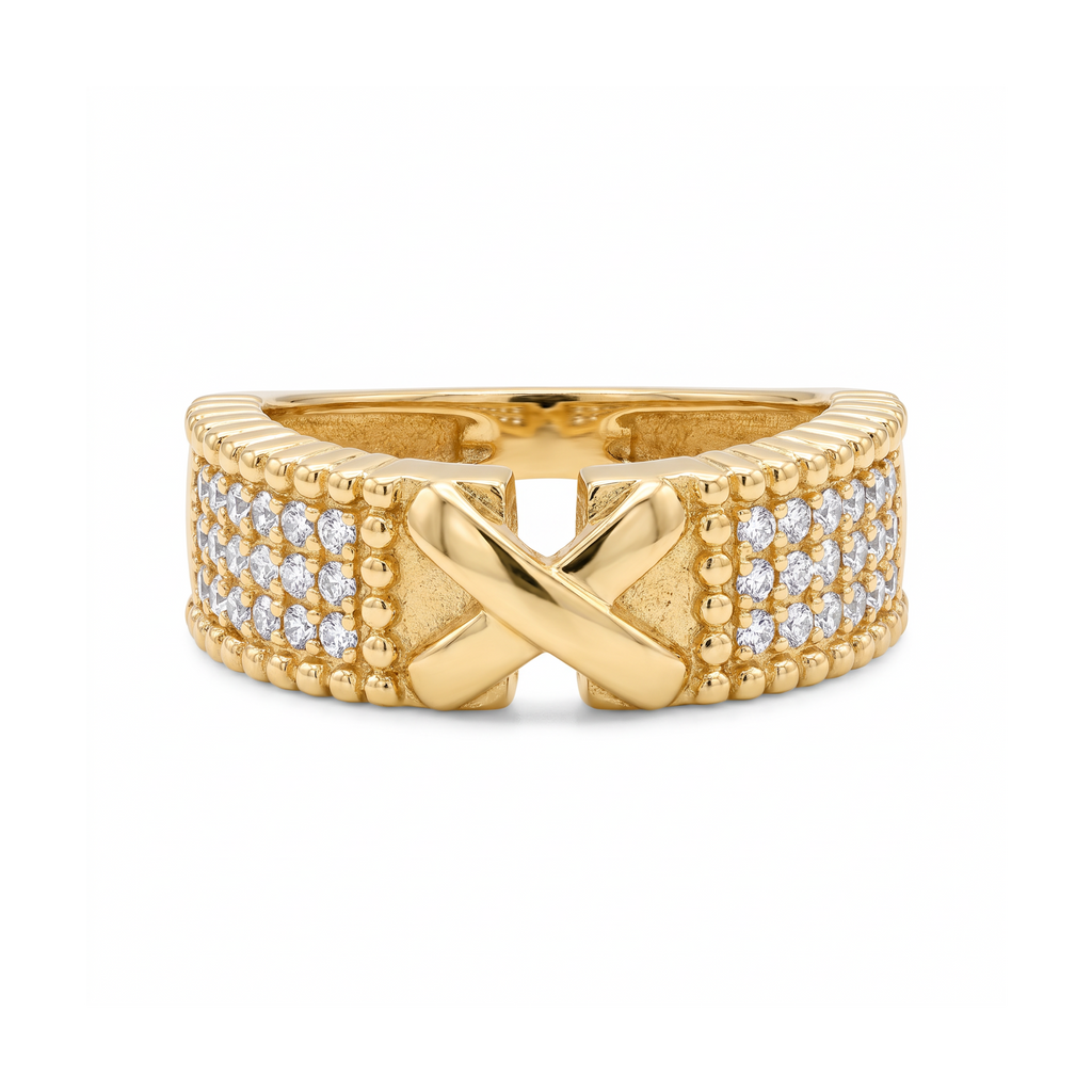 18K Yellow Gold Cubic Zirconia Ring