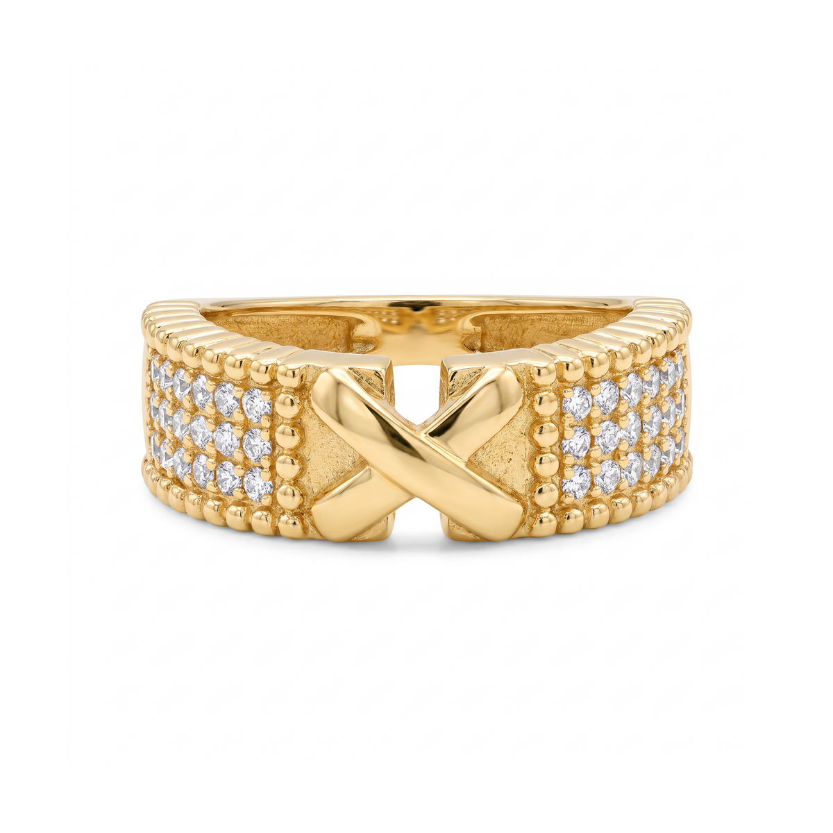 18K Yellow Gold Cubic Zirconia Ring