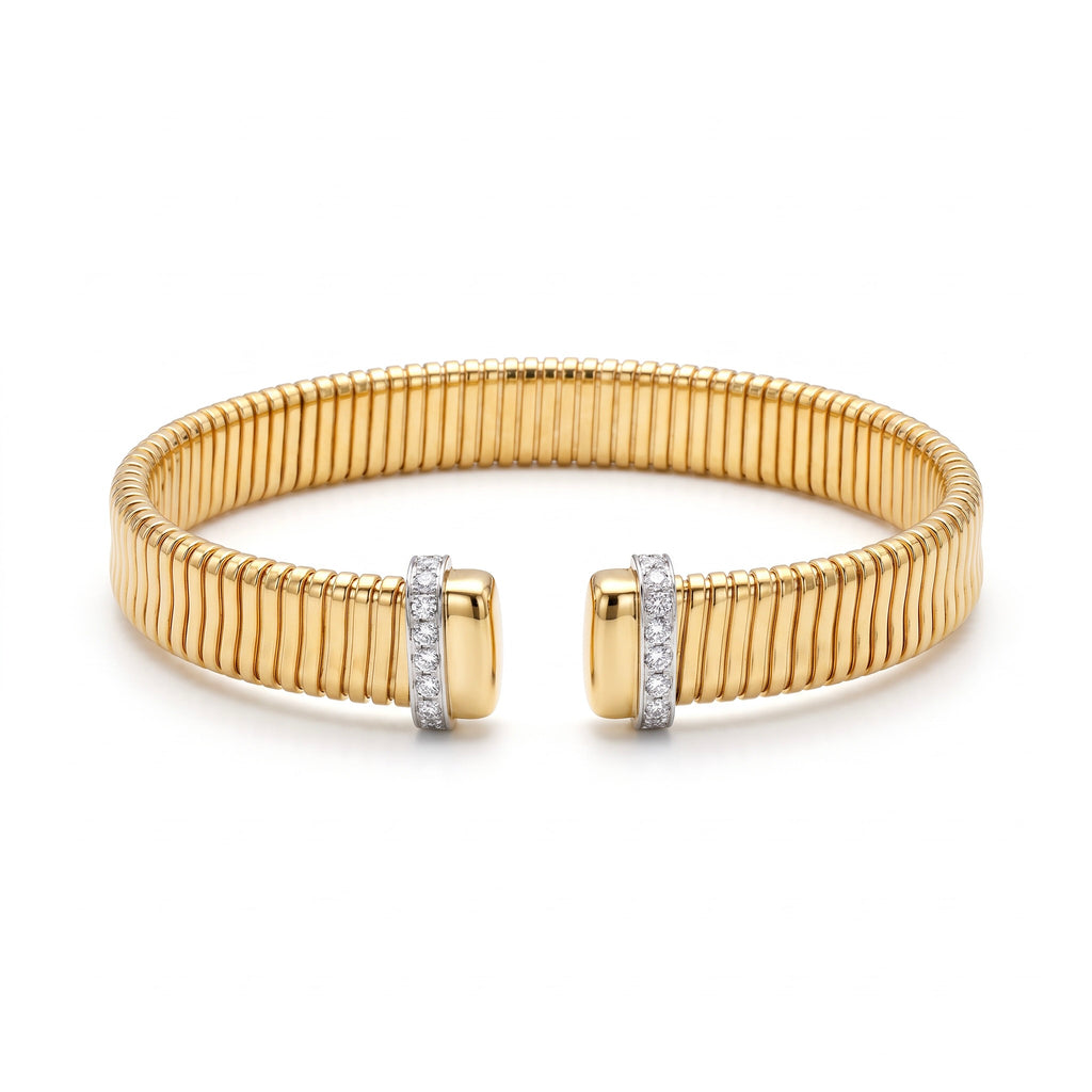 Diamond Two Tone Gold Cuff Bracelet