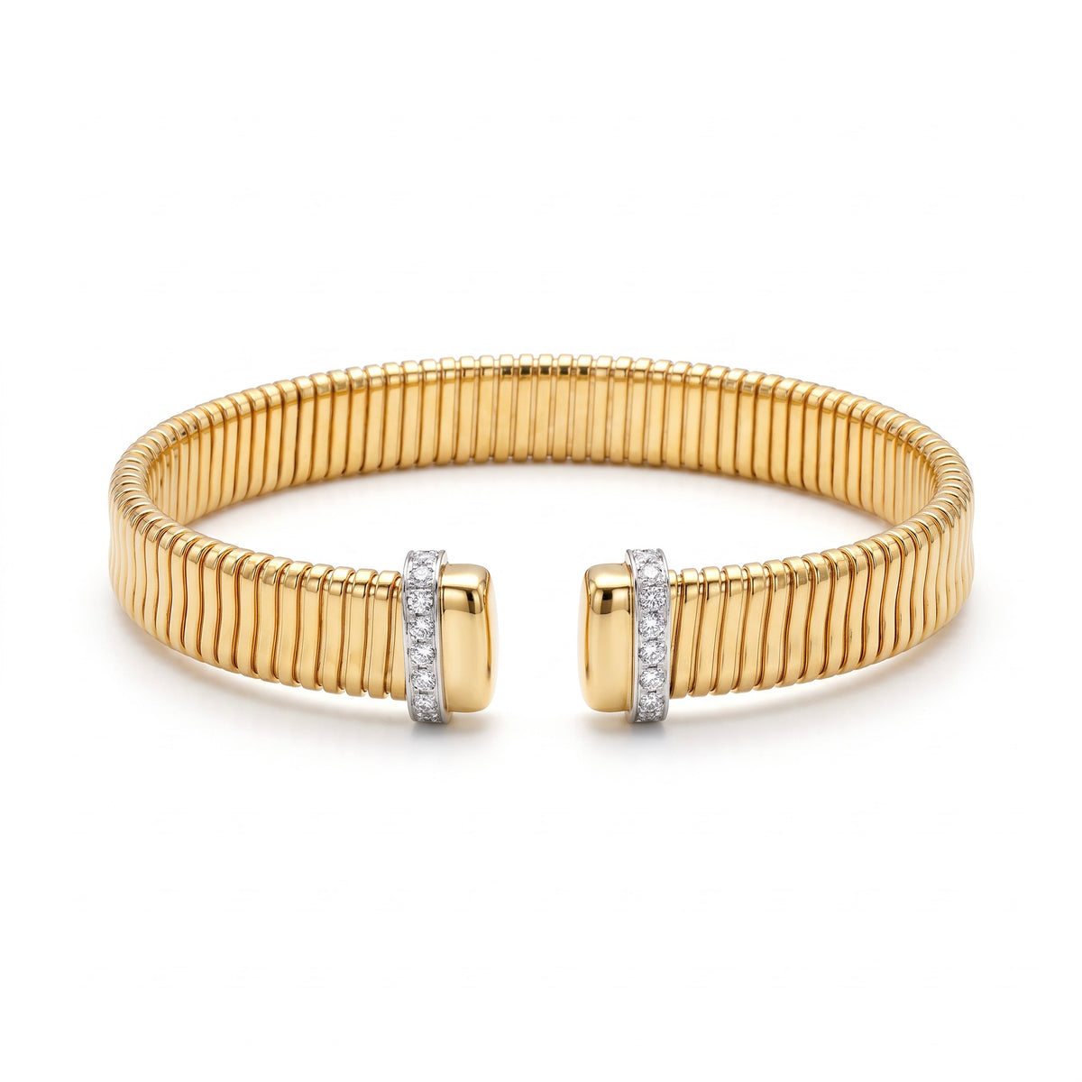 Diamond Two Tone Gold Cuff Bracelet