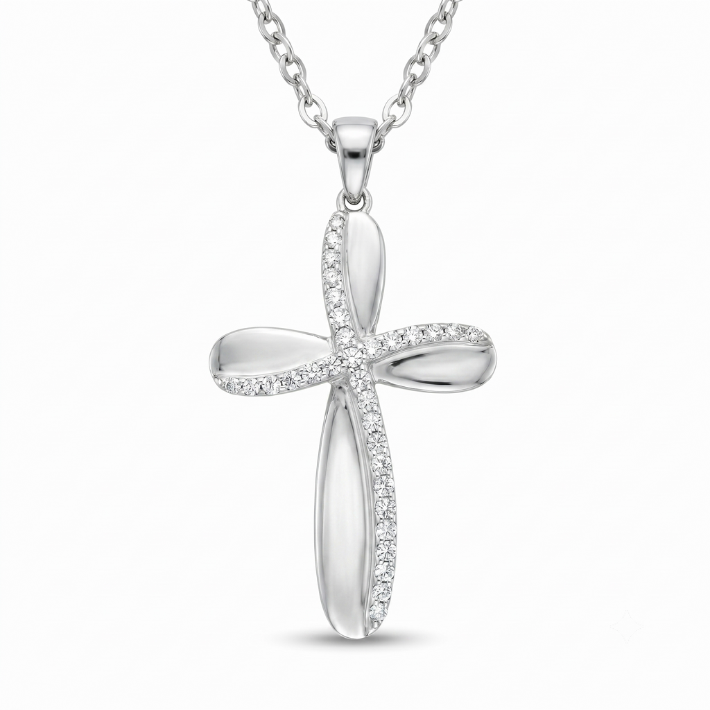 Diamond White Gold Cross Necklace