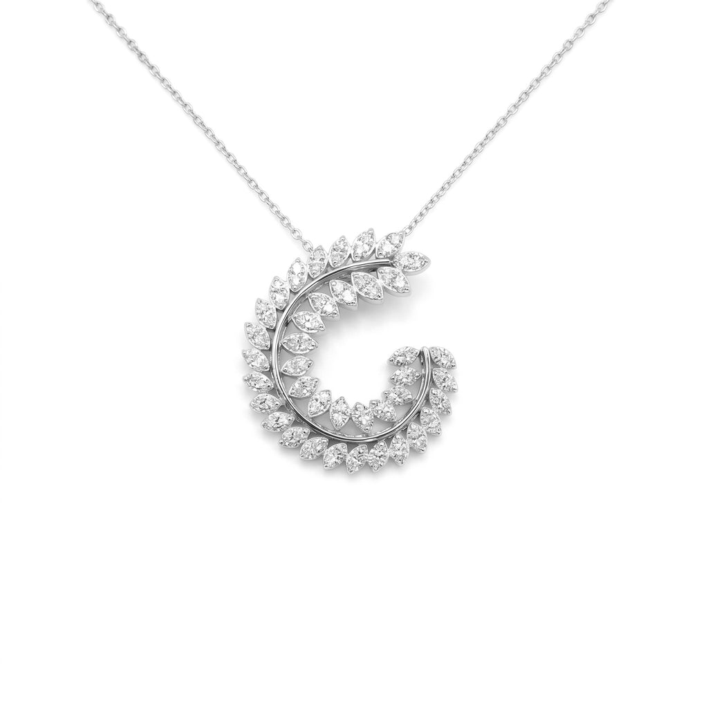 Diamond White Gold Leaf Necklace