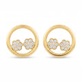 18K Yellow Gold Cubic Zirconia Flower Stud Earring