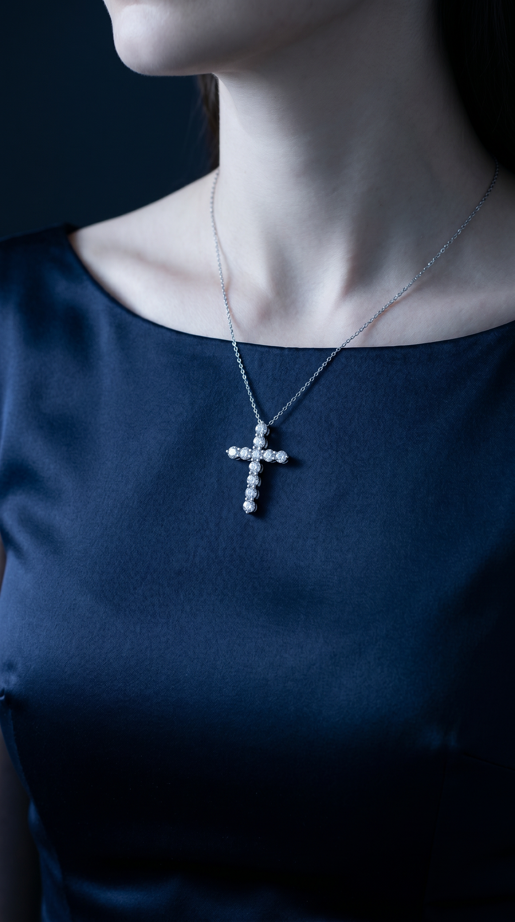 Diamond White Gold Cross Necklace