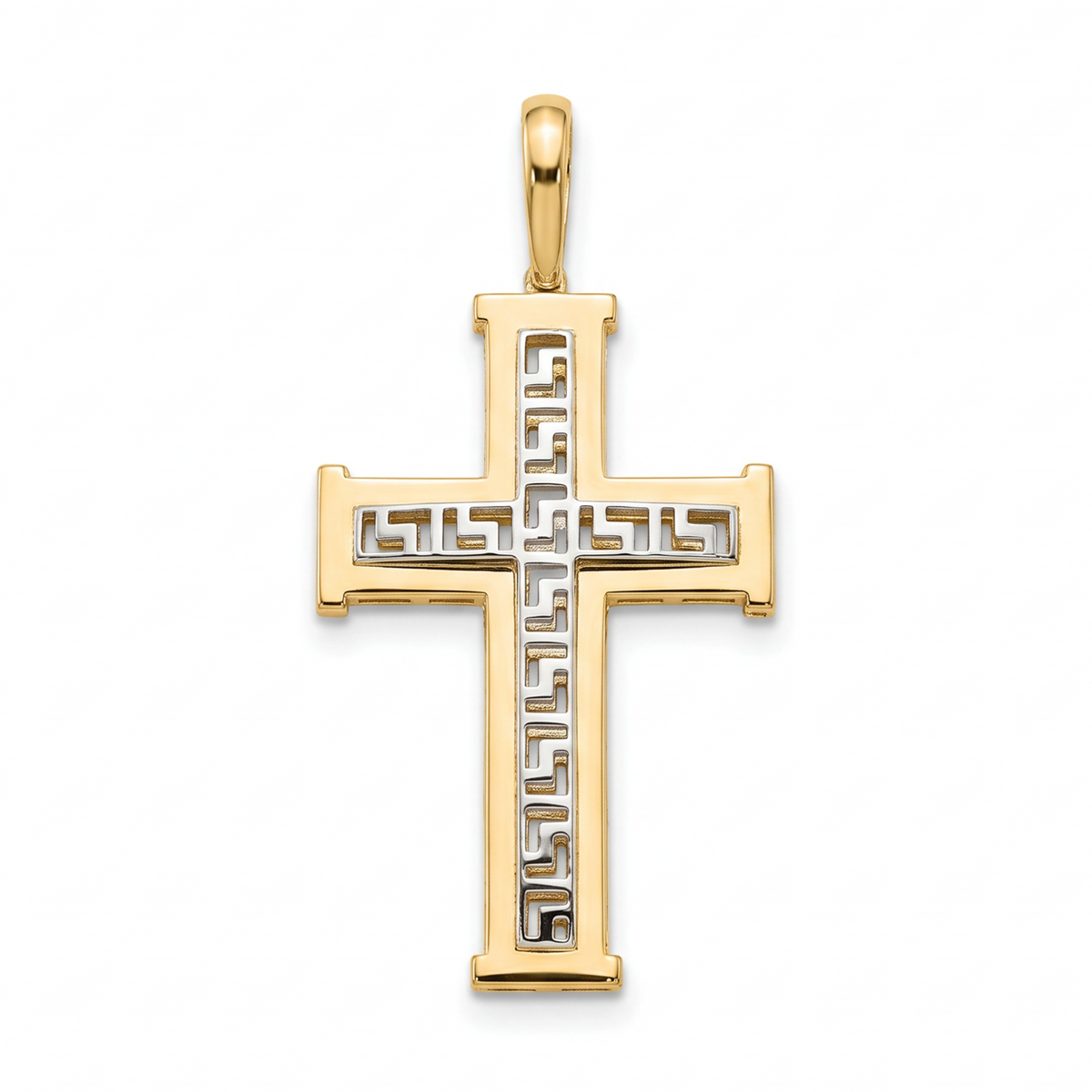 18K Two Tone Gold Cross Pendant