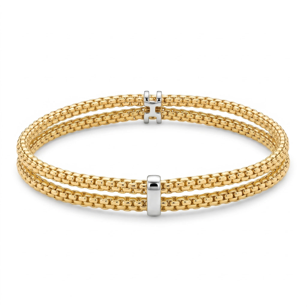 18K Two Tone Gold Bangle Bracelet