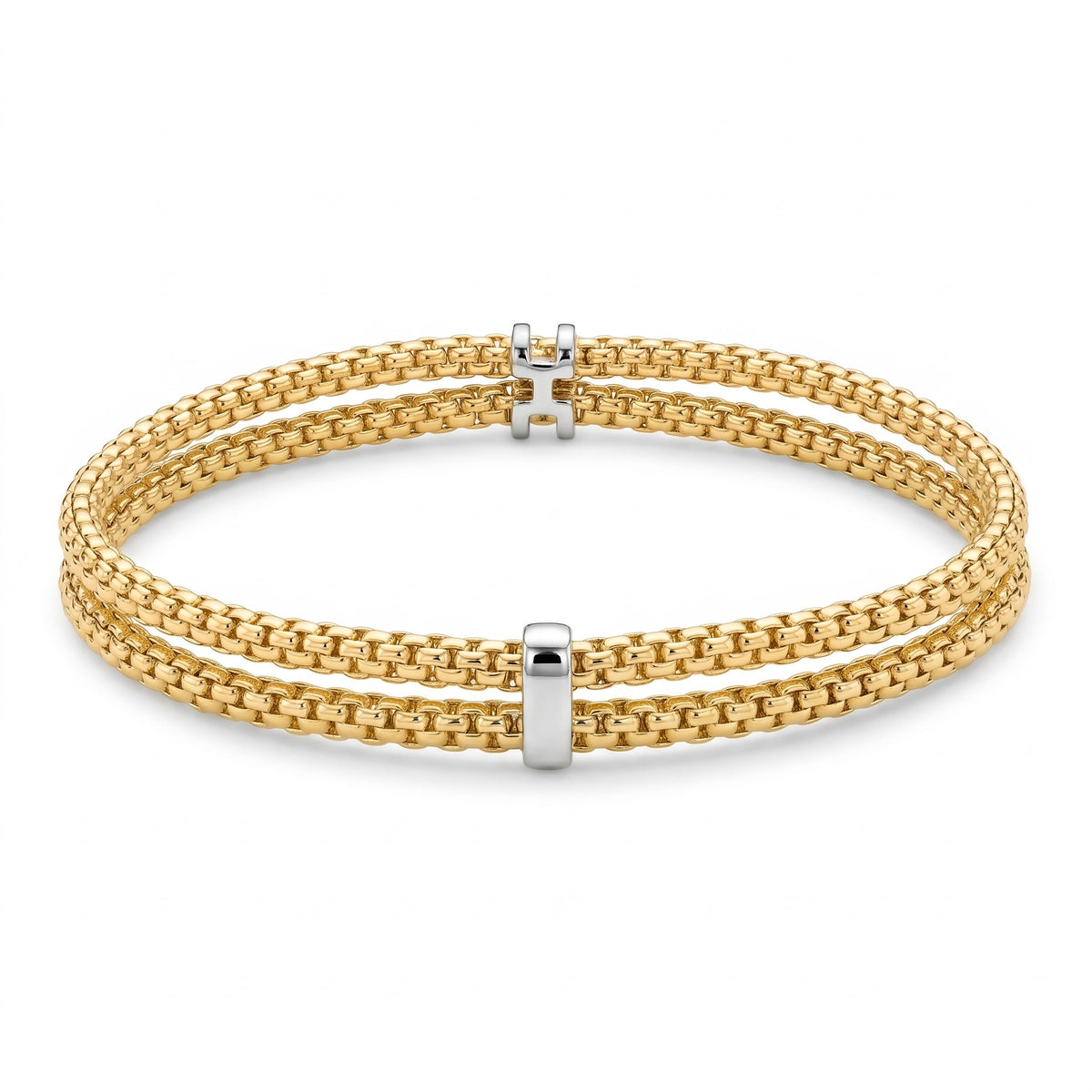 18K Two Tone Gold Bangle Bracelet