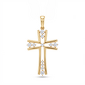 18K Yellow Gold Cubic Zirconia Cross Pendant