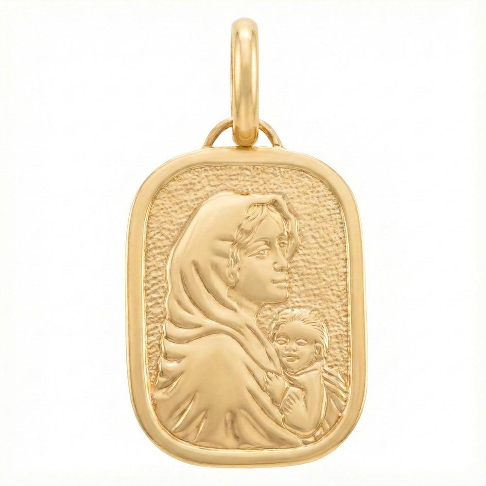 18K Yellow Gold Pendant St. Mary & Jesus Icon Pendant