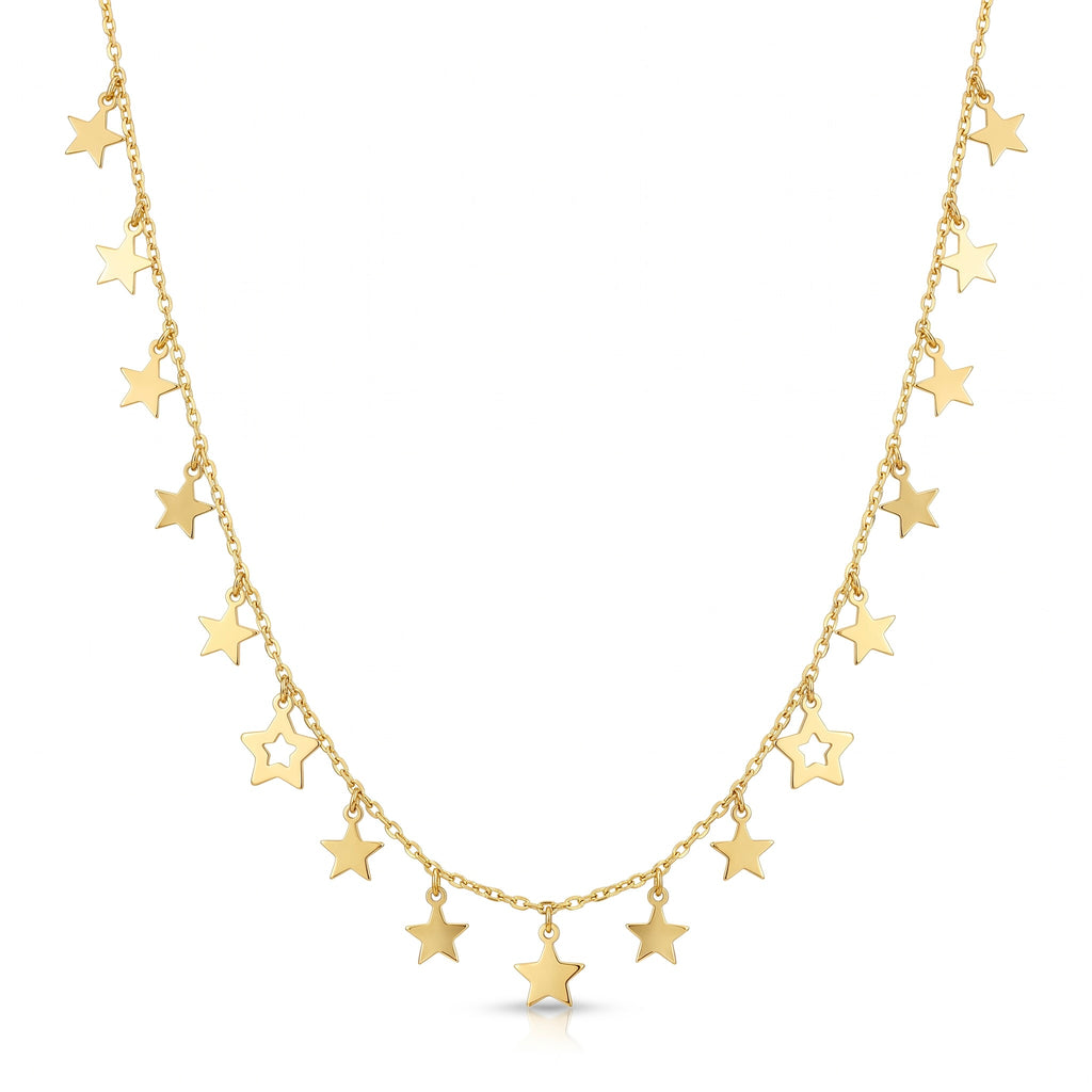 18K Yellow Gold Star Necklace