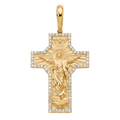 18K Gold Small Cubic Zirconia Jesus Cross Pendant
