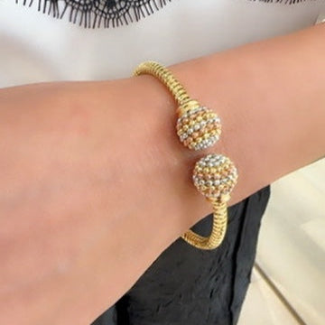 18K Gold Multicolor Bead Bangle Bracelet