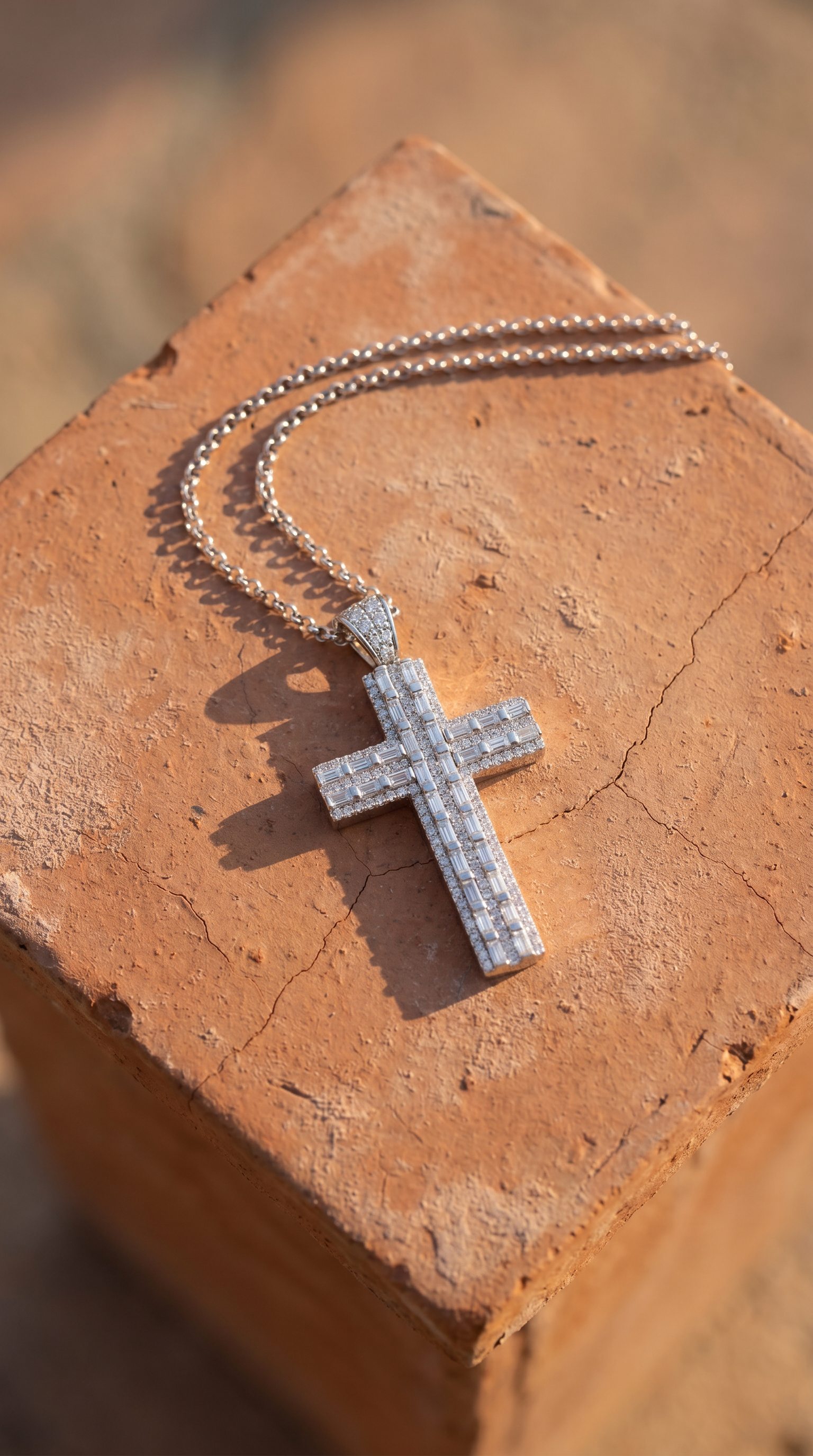 Diamond White Gold Cross Necklace
