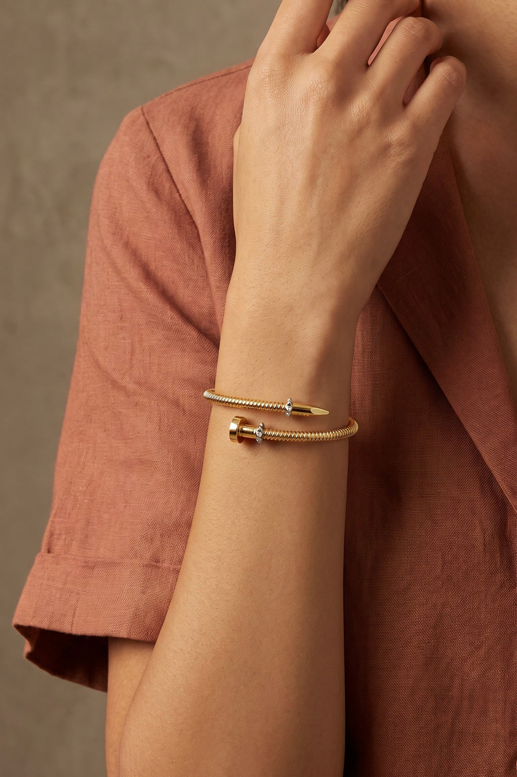 18K Two Tone Gold Cuff Bracelet
