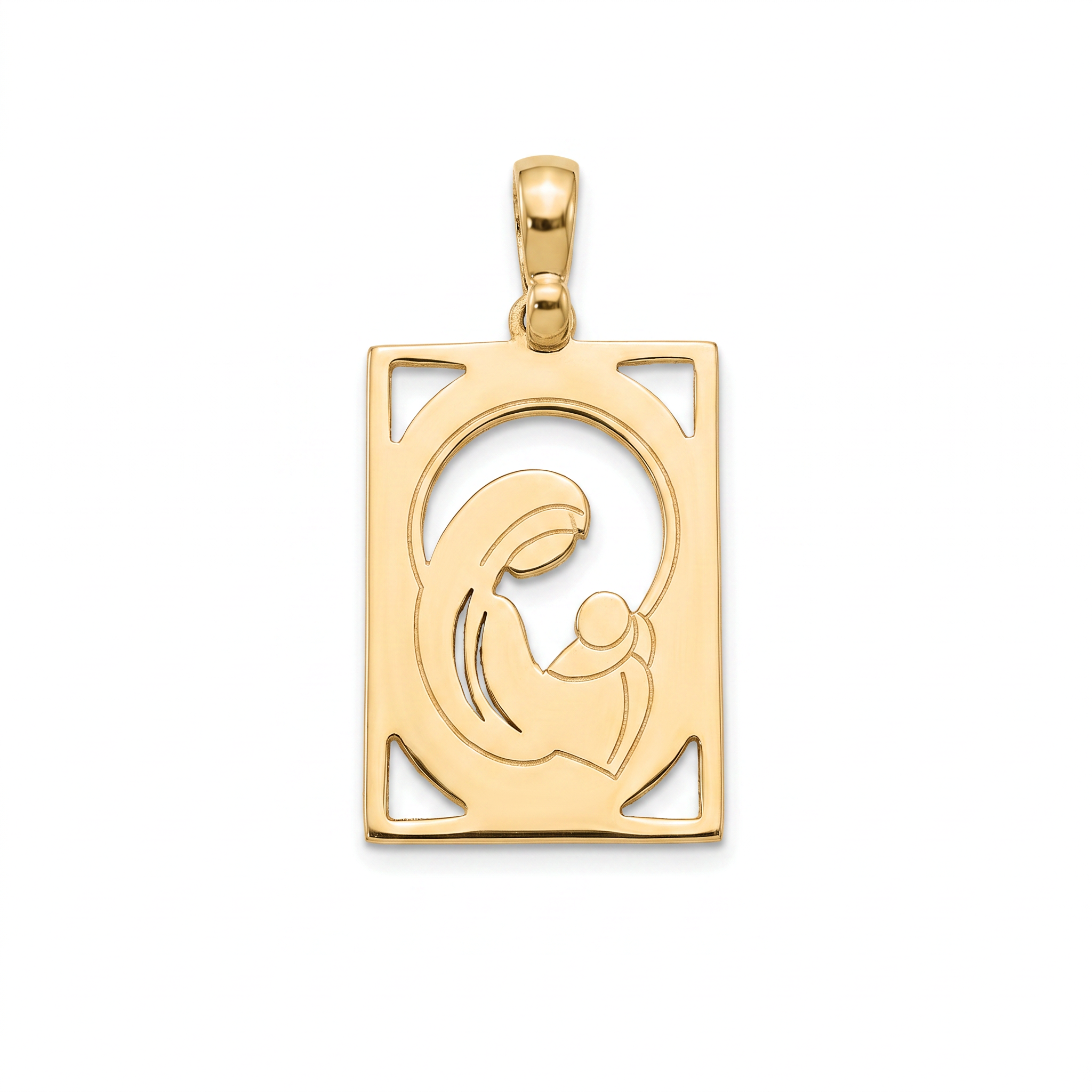 18K Yellow Gold St. Mary & Jesus Icon Pendant