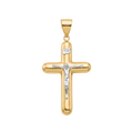 18K Two Tone Gold Crucifix Pendant