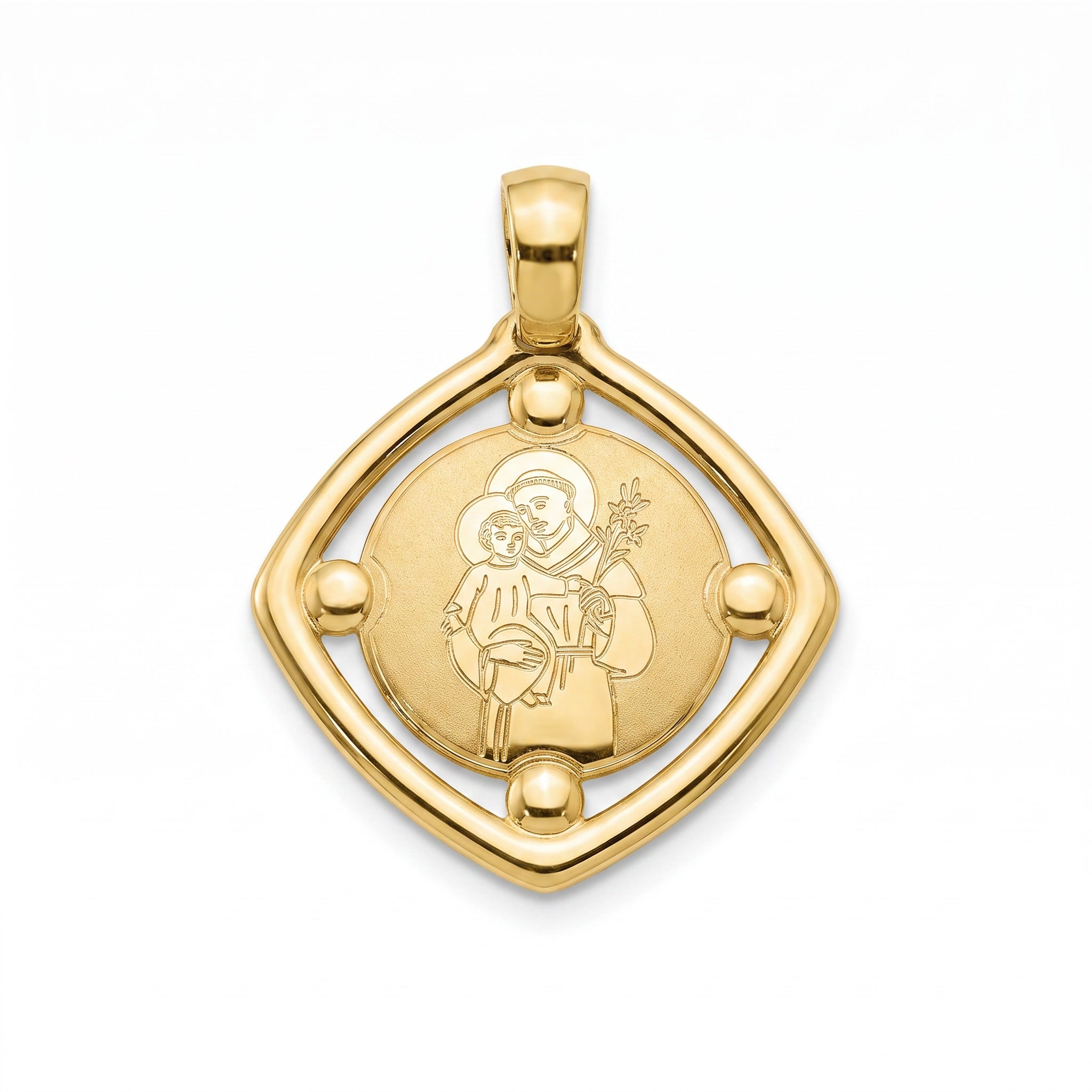 18K Yellow Gold St. Mary & Jesus Icon Pendant