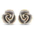 18K Two Tone Gold Rose Stud Earring