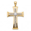 18K Yellow Gold Cubic Zirconia Cross Pendant