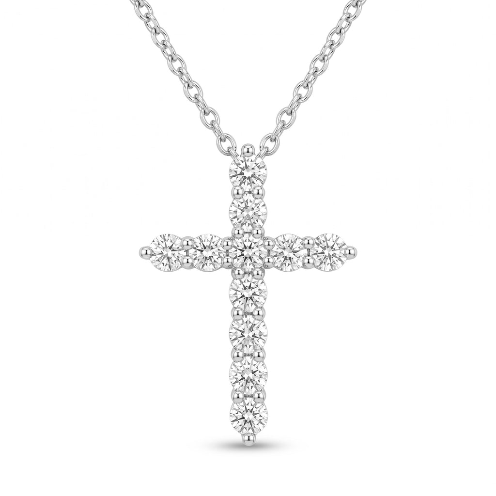 Diamond White Gold Small Cross Necklace