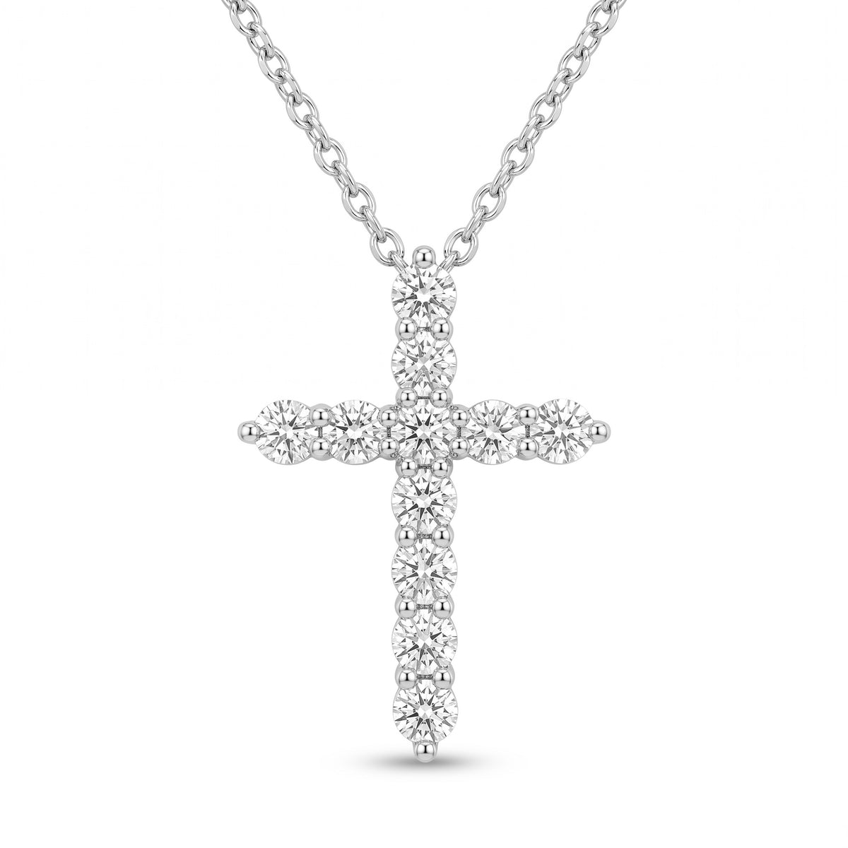 Diamond White Gold Small Cross Necklace