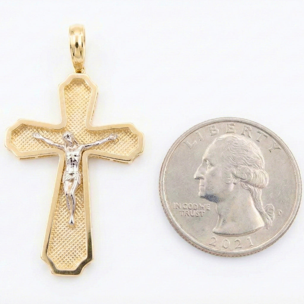 18K Two Tone Medium Crucifix Pendant