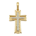 18K Two Tone Gold Cubic Zirconia Cross Pendant