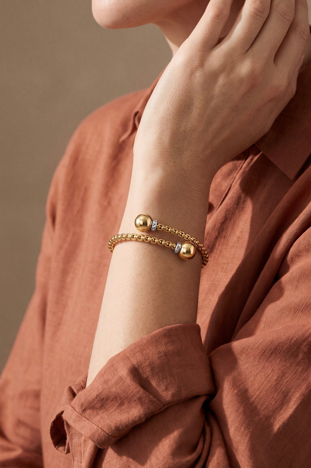 18K Two Tone Gold Cuff Bracelet