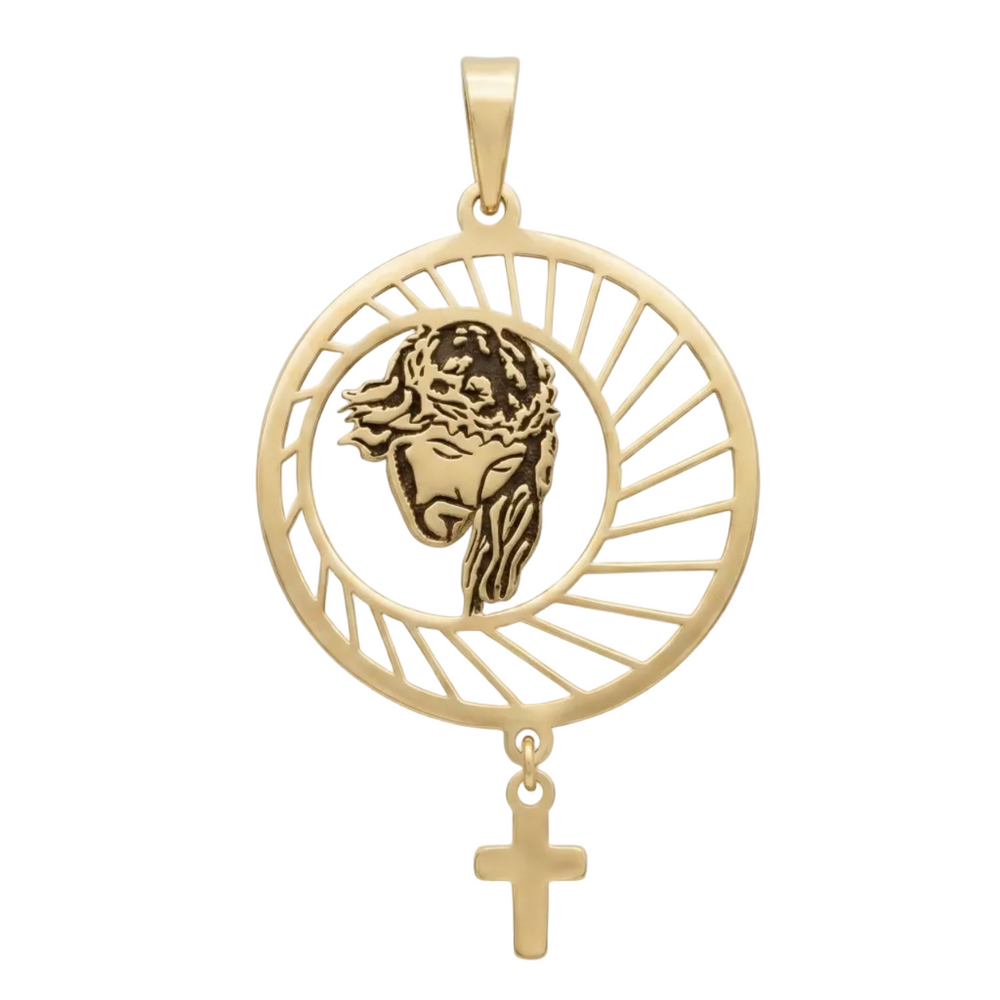 18K Yellow Gold Pendant Jesus Icon Pendant