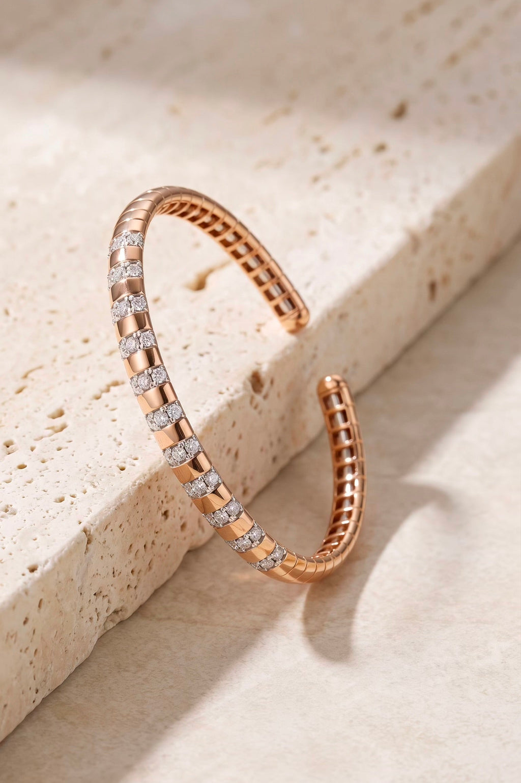 Diamond Two Tone Gold Cuff Bracelet