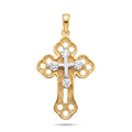 18K Two Tone Gold Cubic Zirconia Cross Pendant