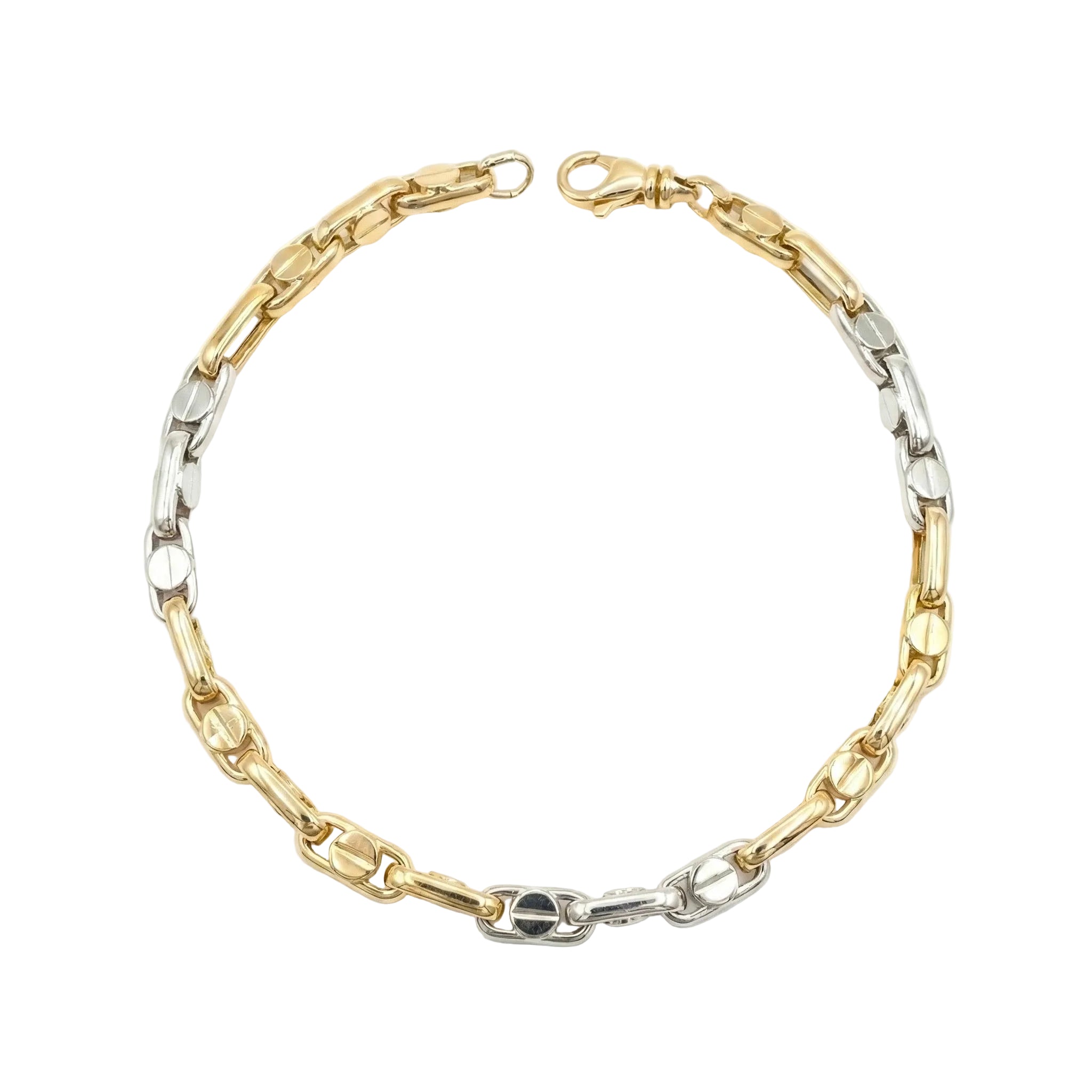 Men 18K Two Tone Gold Chain Bracelet