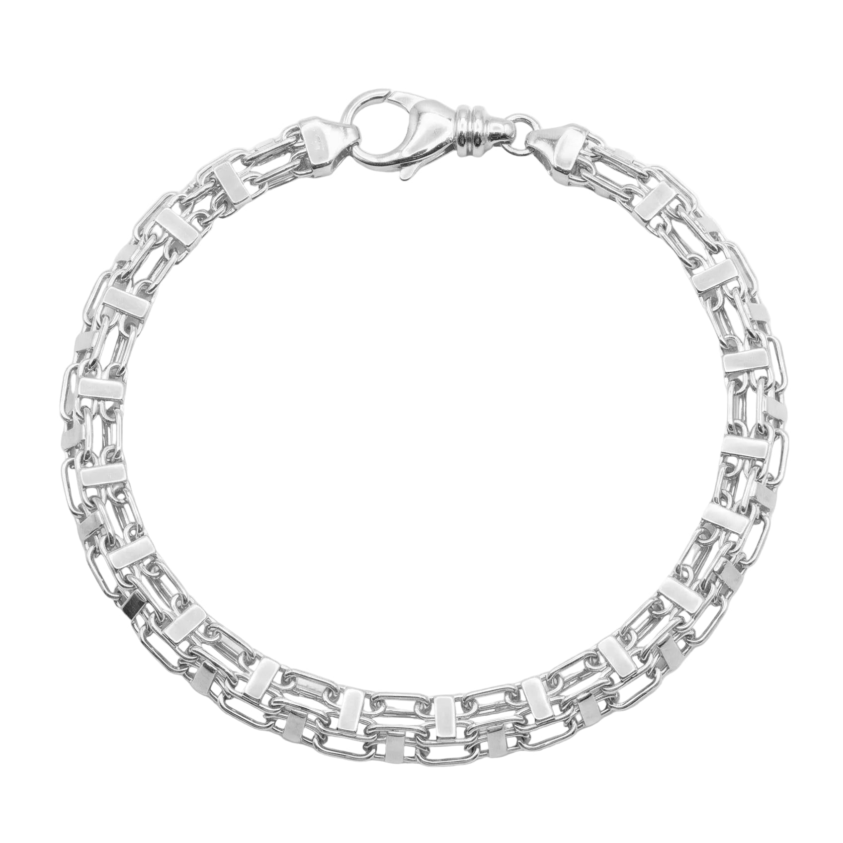 Men 18K White Gold Chain Bracelet