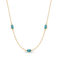 18K Yellow Gold Enamel Evil Eye Necklace