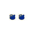 18K Yellow Gold Blue Enamel Stud Earring