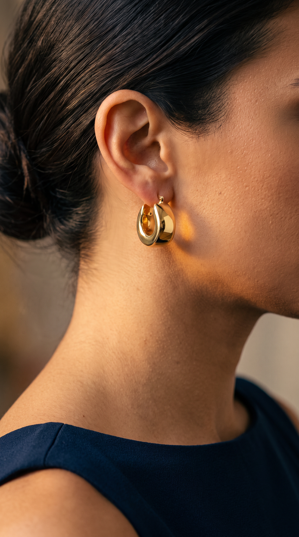 18K Yellow Gold Hoop Earring