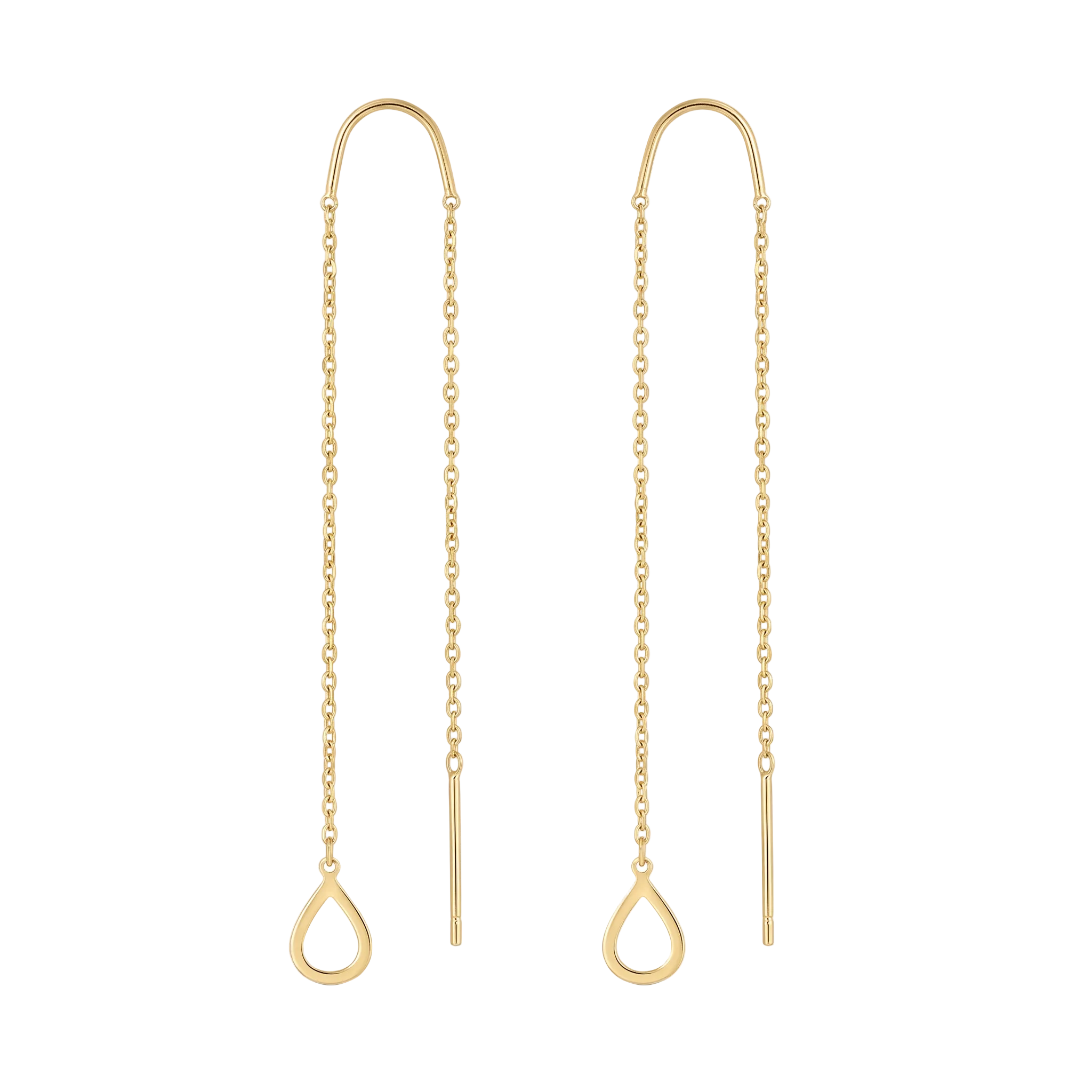 18K Yellow Gold Teardrop Dangle Earrings