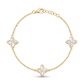 18K Yellow Gold Mother Of Pearl Clover Chain Bracelet