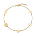 18K Yellow Gold Heart Chain Bracelet