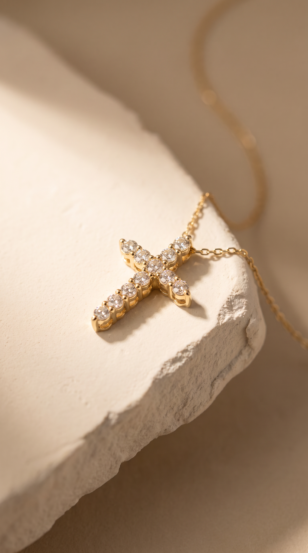 Diamond Yellow Gold Cross Chain Necklace