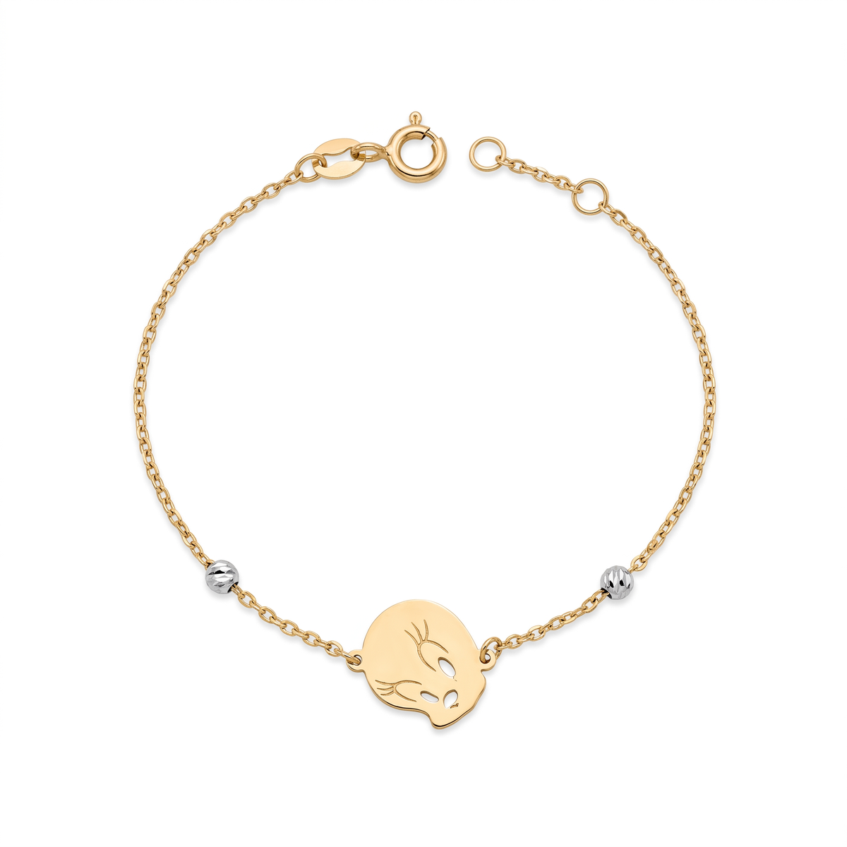 18K Two Tone Gold Tweety Baby Bracelet
