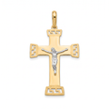 18K Two Tone Gold Crucifix Pendant