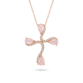 Diamond Rose Gold Opal Cross Necklace