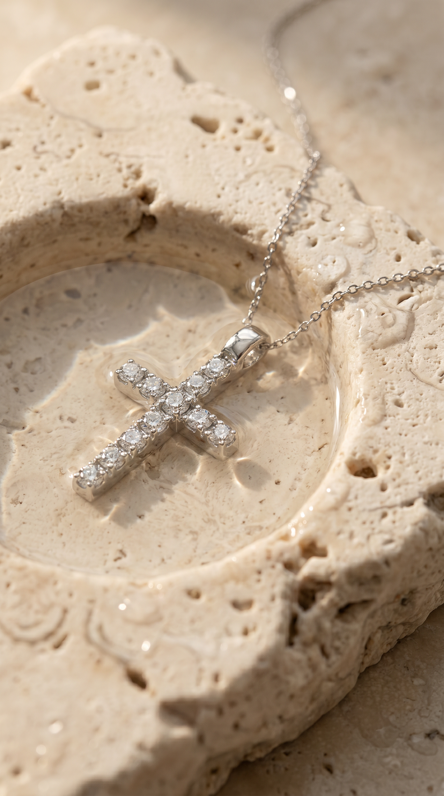 Diamond White Gold Cross Necklace